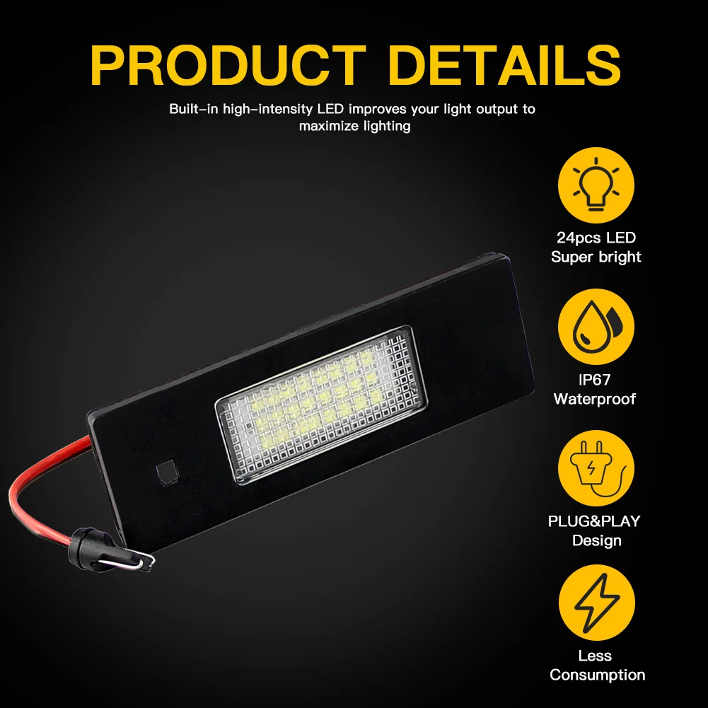 2ps BMW LED مصباح ترخيص Canbus لسيارات BMW E81 E87 E63 E64 M6 E85 E86 Z4 F12 F13 F20 K48 الأبيض LED رقم لوحة ترخيص ضوء