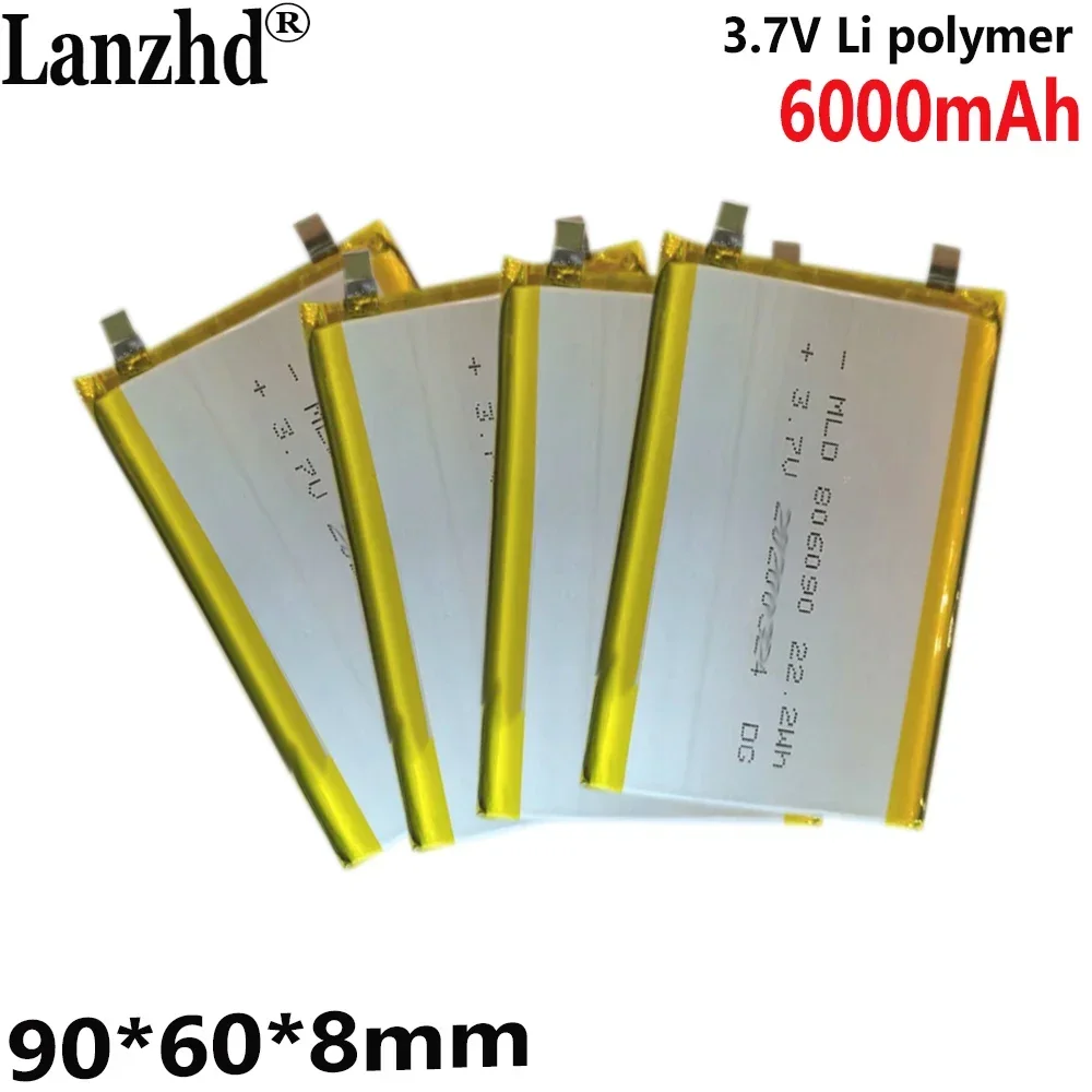3.7V Polymer Lithium Battery 6000MAH 806090 For Power Bank Battery Mobile Power Storage Device LED Light