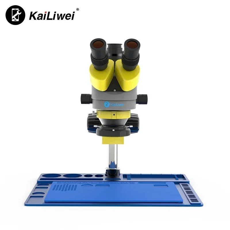 

kalliwei K10HTB 7-45X yellow Metal big Base Rubber Mat trinocular stereo zoom Microscope for Mobile Phone Repairing