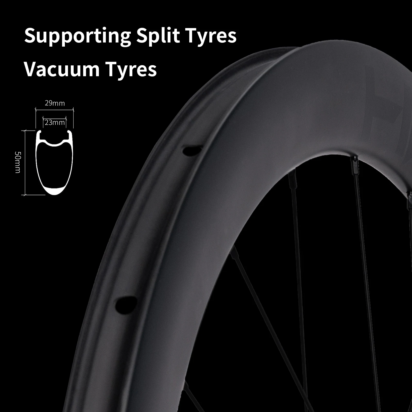 مجموعة عجلات كربون خفيفة للغاية 700C، حافة 50 مم، جاهزة بدون أنابيب، 3 أسنان، محاور مخلب 6 سقاطة، قرص قفل مركزي، دراجة من خلال المحور/الطريق #2