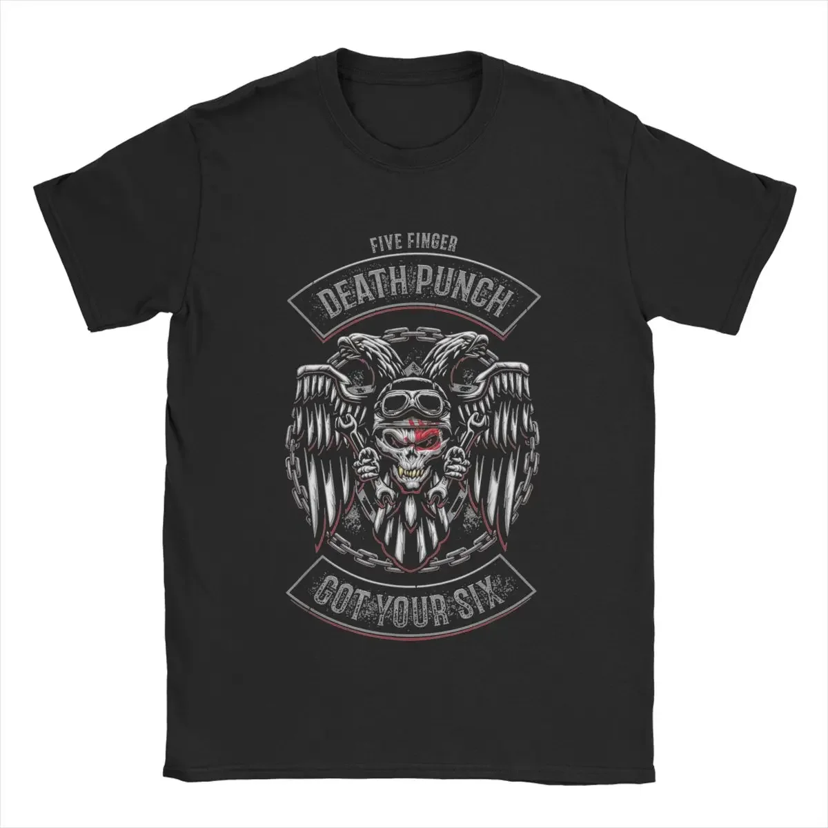 Men T-Shirt 5FDP Biker Badge Got Your Six Five Finger Death Punch 100% Cotton Tees Short Sleeve T Shirt Crew Neck Clothing