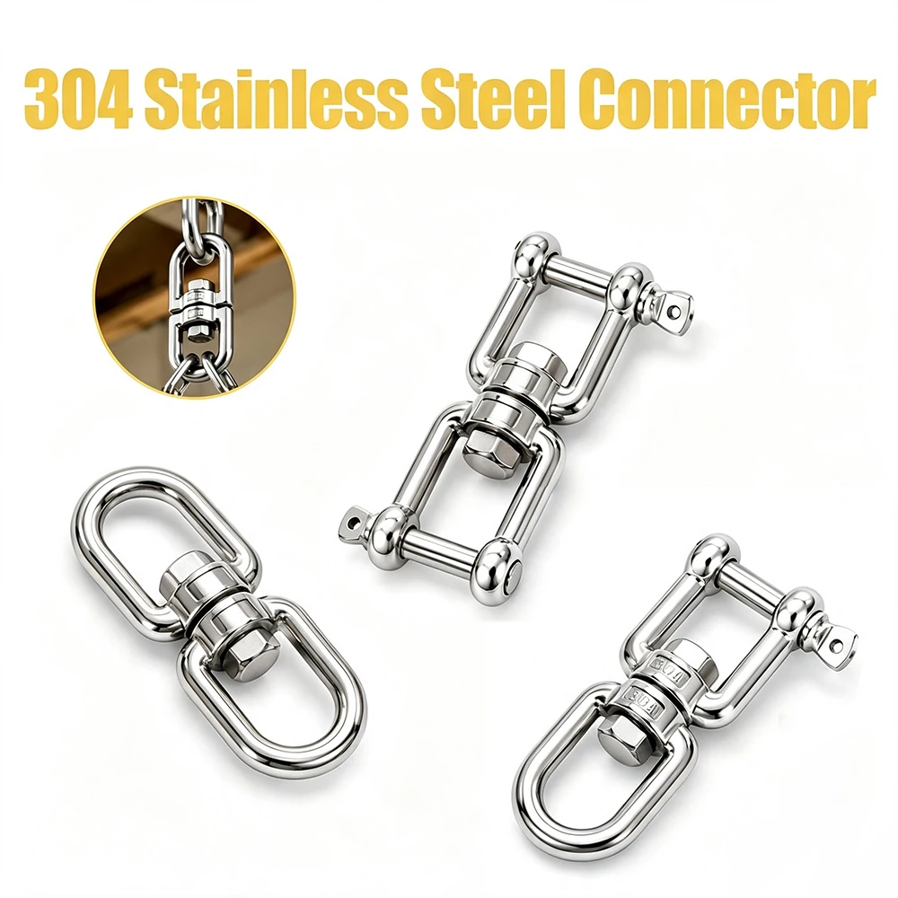 304 Stainless Steel Double Ended Swivel Eye Hook Ring Connector 8-Shaped Universal Rotating OX Rotating Ring Chain Buckle Ring