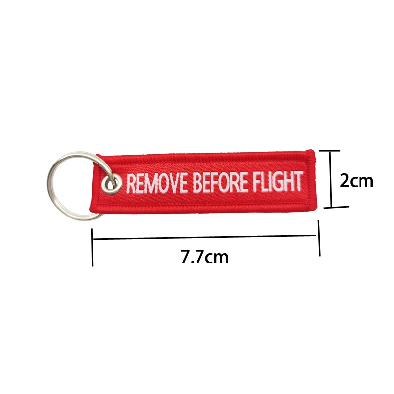 7.7*2cm Front And Back Woven Mini Remove Before Flight Keychain For Aviation Key Tag Gift