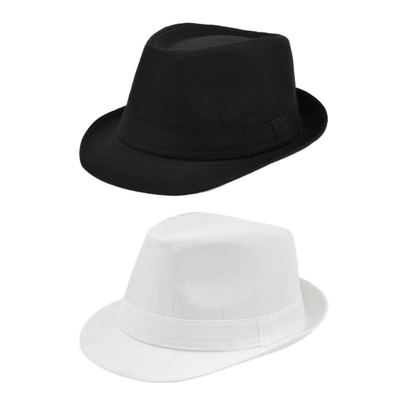 Gentleman Men Fedora Hat for Winter Autumn Elegant Lady Trilby Felt Homburg Church Jazz Hat Taking Photo Adjustable