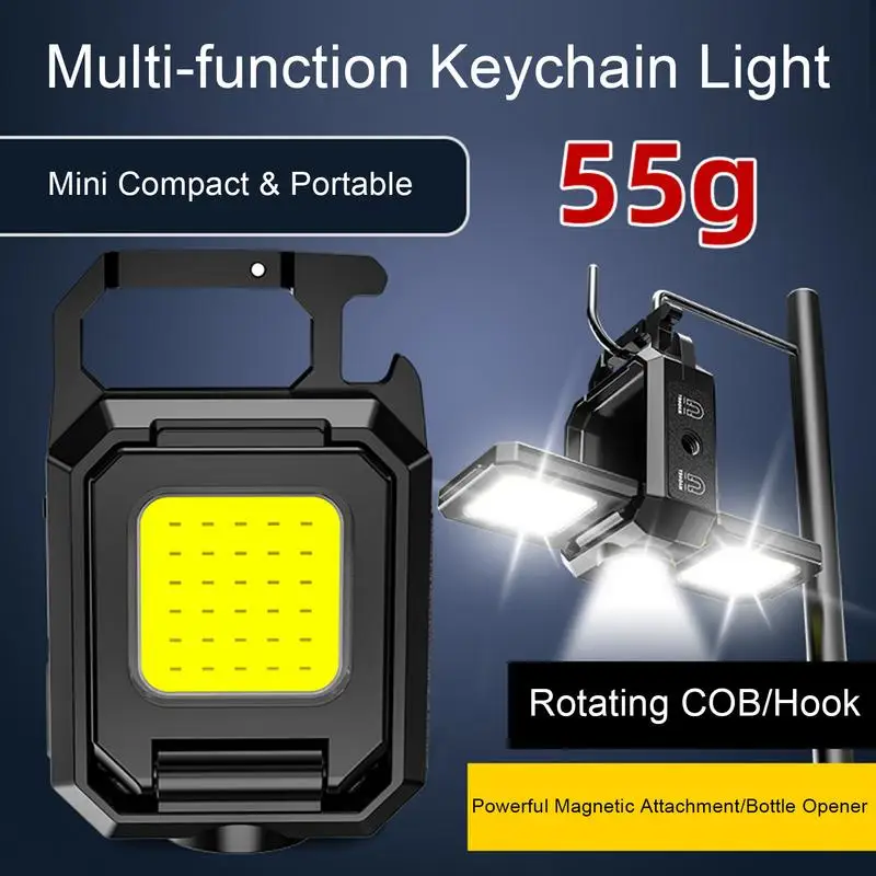 

COB Flashlight Keychain 5 Modes Keychain Work Light Mini & Foldable Waterproof Rechargeable For Outdoor Adventures
