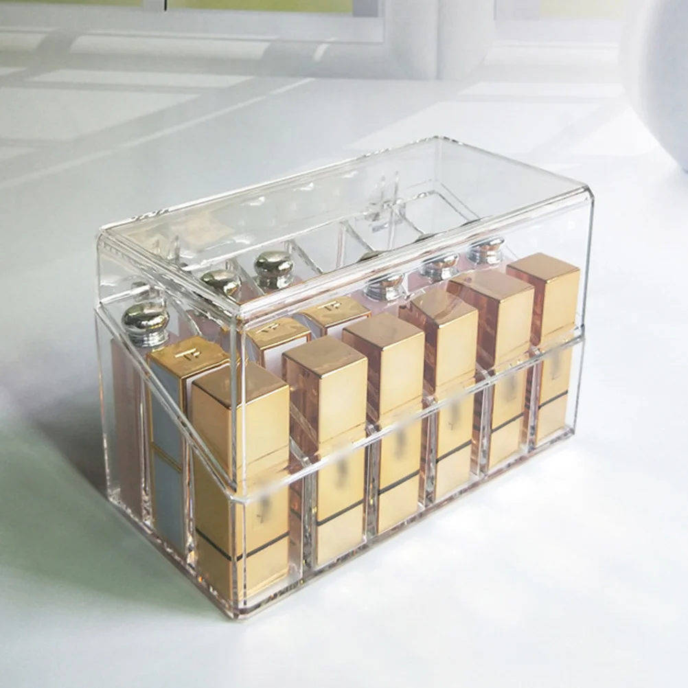 

18 Slots Clear Lipstick Storage Box Portable Makeup Jewelry Organizer Case for Earrings Rings Beads Pills Plastic