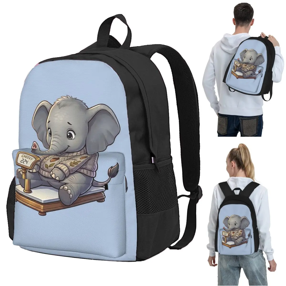 

Chibi Elephant In Sweater Backpack Student BookBag Kids School Bag Computer Shoulder Bags for Boys Girls