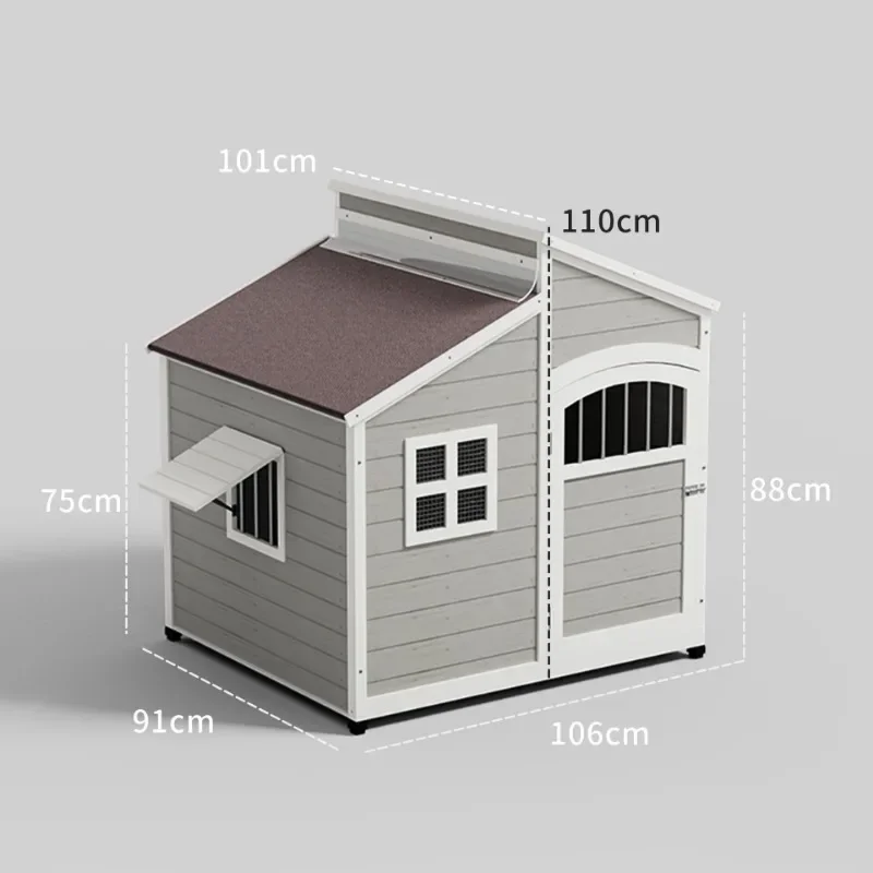 Solid wood kennel outdoor large dog house universal in all seasons