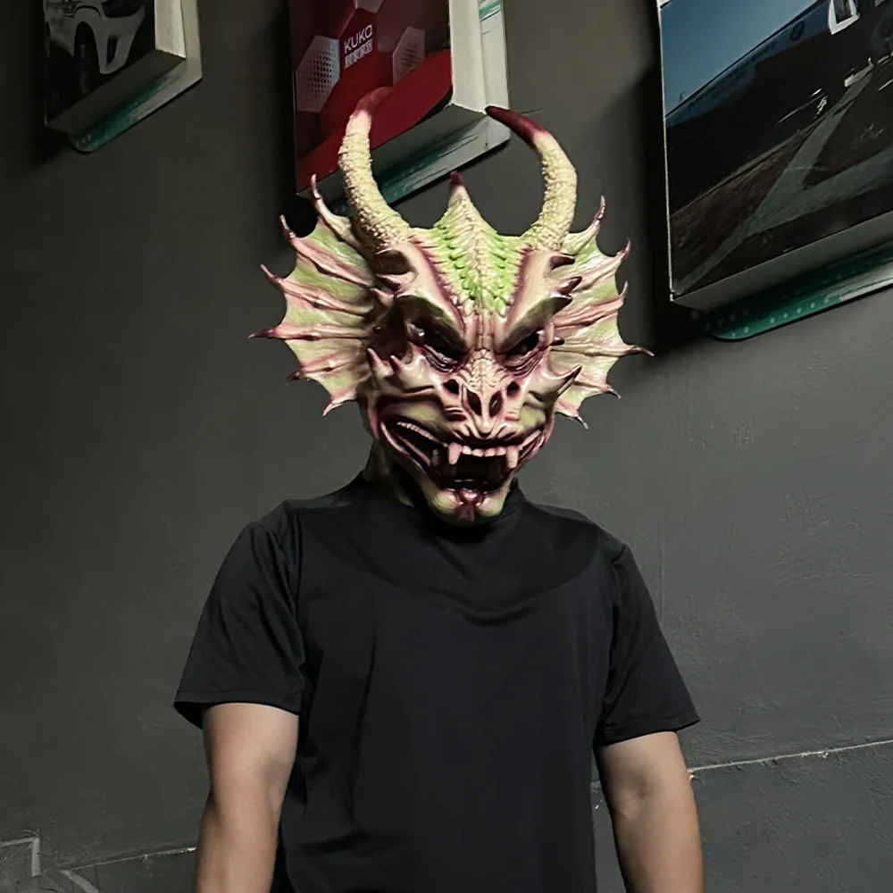 Maska Smoka Potwora Pełna Głowa Maski Zwierząt Straszne Halloween Party Maskarada Karnawał Kostium Rekwizyt Horror Cosplay Akcesoria