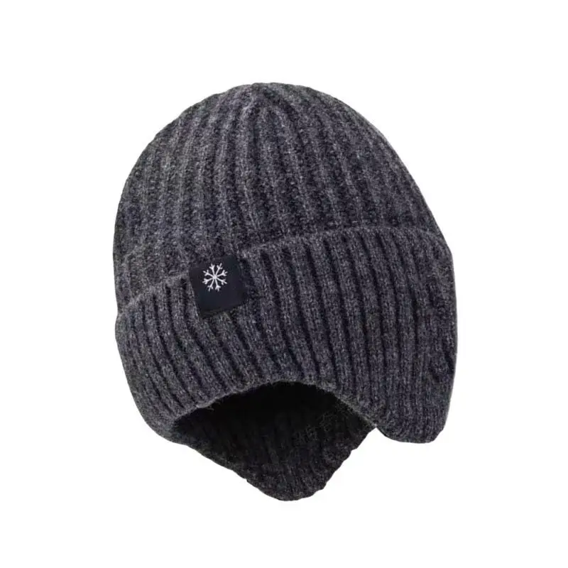 

652F Winter Warm Hat for Senior Men Elastic Acrylic Ear Flap Hat Neck Gaiter for Skiing Cycling Hiking and Daily Wear