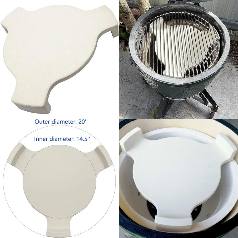 

20 Ceramic Pizza Stone for Charcoal Grills - Heat Deflector and Conveggtor Plate
