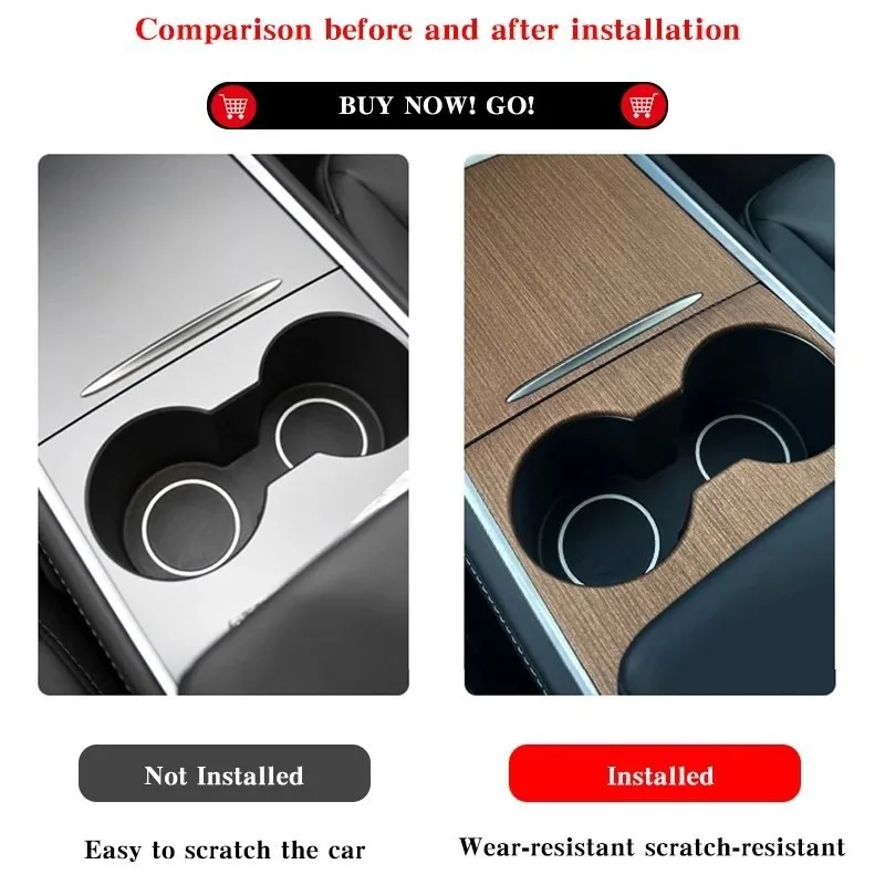 For Tesla Model Y 3 2021-2023 Model Y Center Control Panel Protective Cover Wood Grain Black Car Interior Decoration Sticker