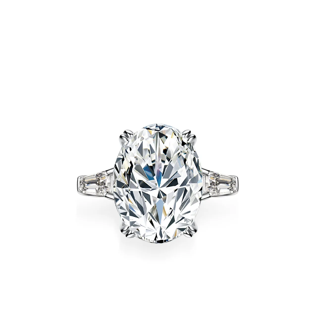 Platinum Pt950 Alien Moissanite Diamond Rings for Women 8 Carat Egg Pigeon Egg Ring Luxury Setting Jewelry Wedding Ring Gift