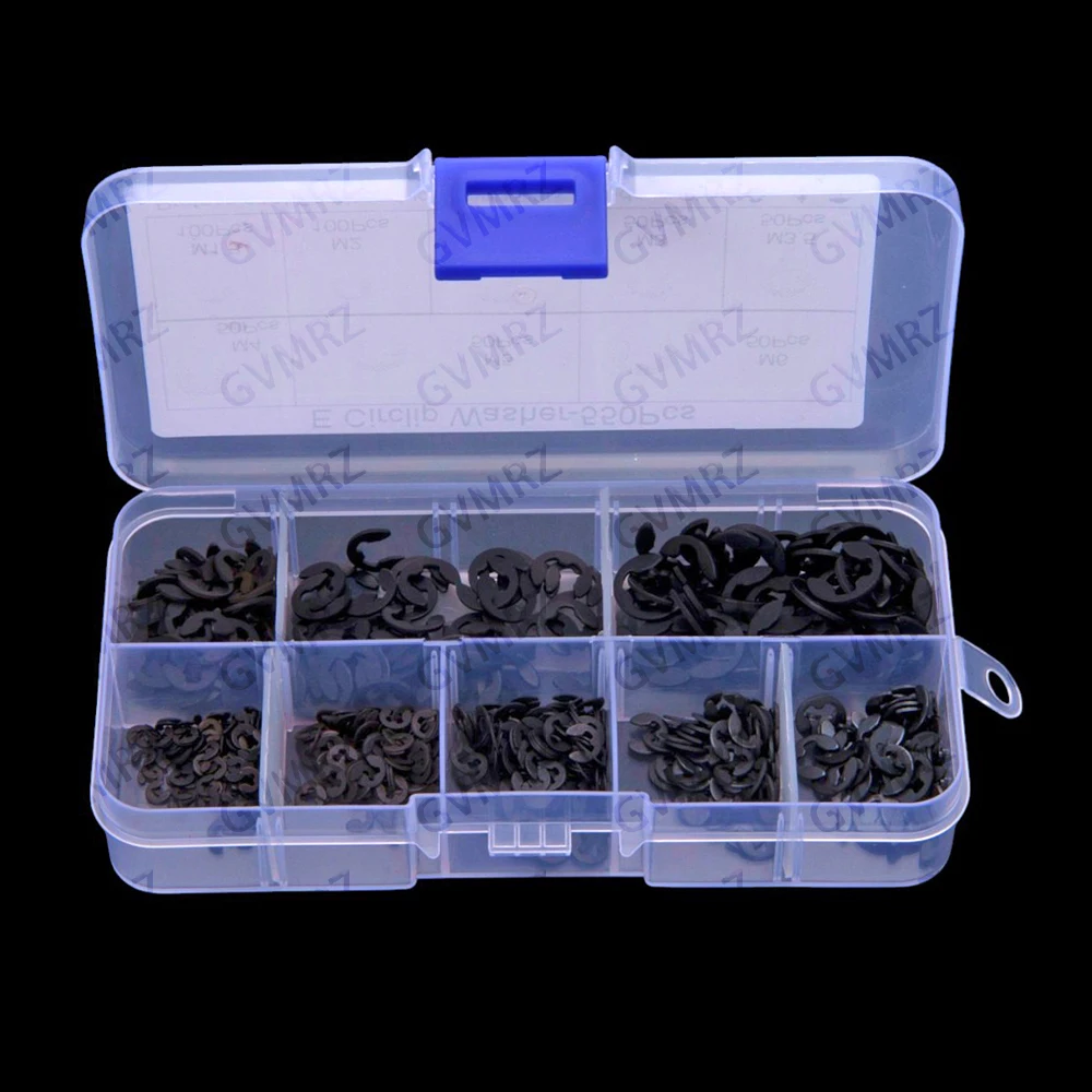 550pcs 1.5MM-6MM E-type retaining ring set black manganese steel E-type retaining rings 1.5MM 2.5MM 3MM 2MM Connector