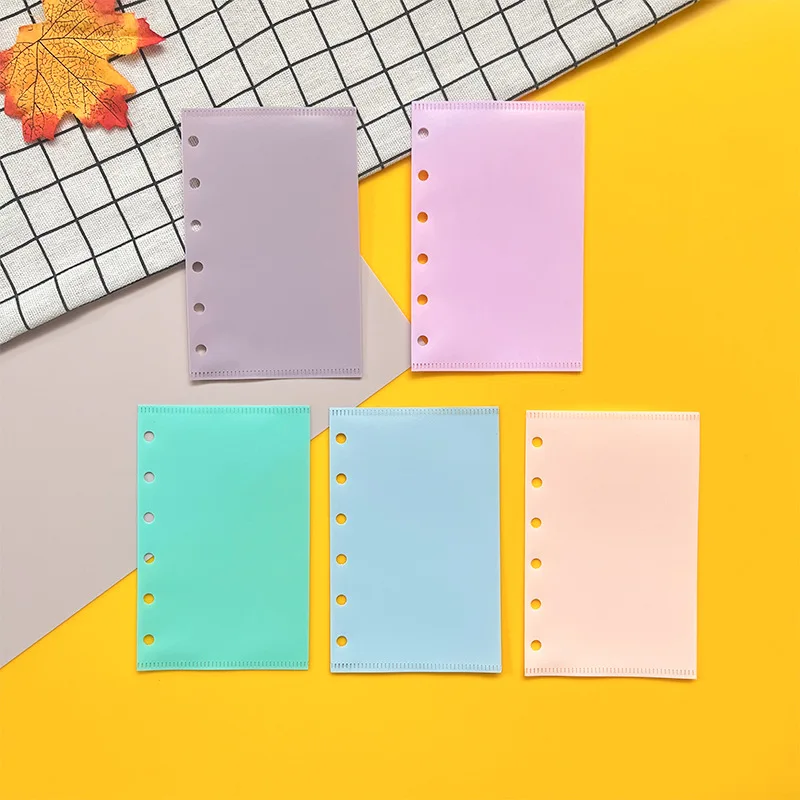 10Pcs A7 Binder Divider Bag PP Cash Budget Envelopes  Loose Leaf 6 Hole Binding Pockets Banknotes Holder Organizer for Notebook