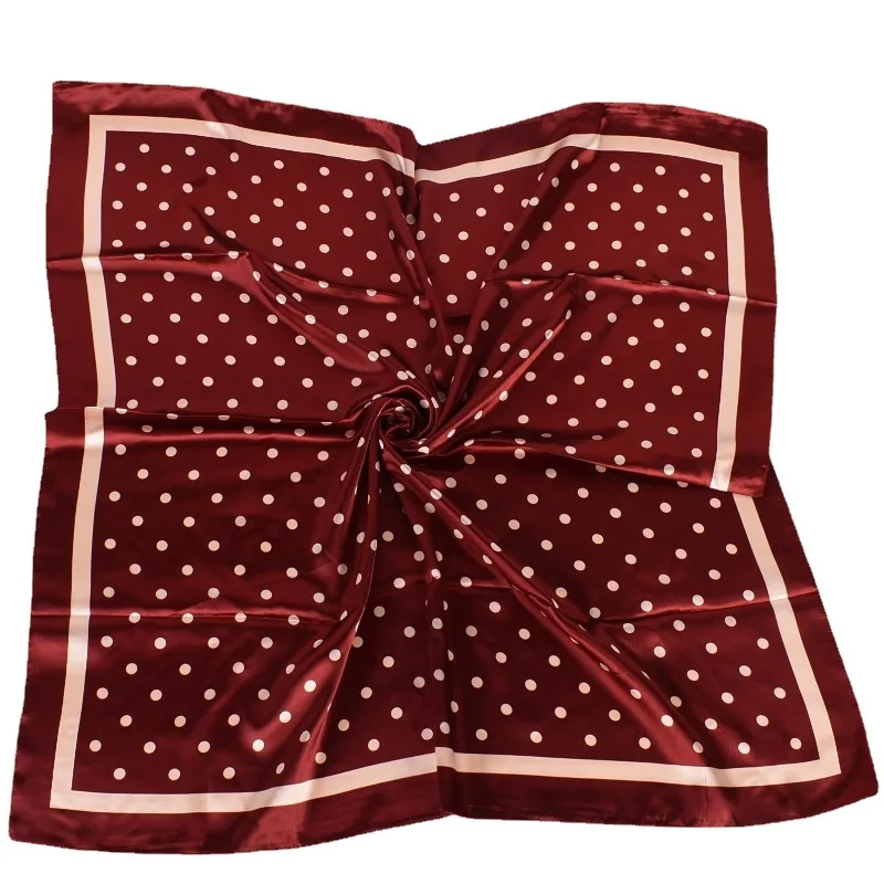 Fashion Satin Square Scarf Bandana Women Polka Dots Print Neckerchief Hair Bandana Female Square Head Scarves Shawl Foulard