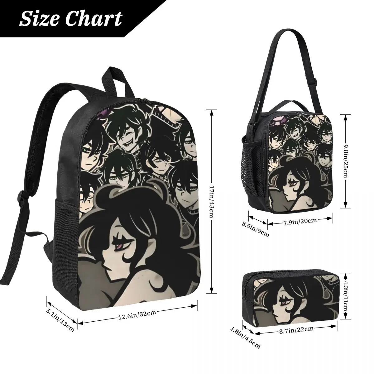 Ashley And Andrew The Coffin Of Andy And Leyley Backpack Student Boy Girl BookBag School Bag 3ps Insulated Lunch Bag Pencil Case