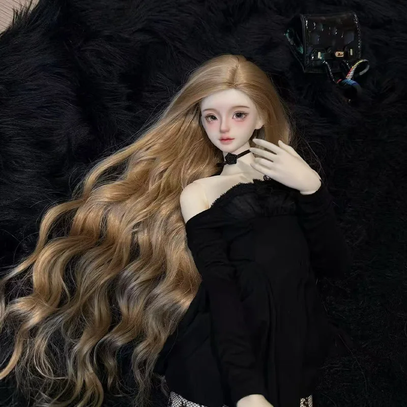 

1/3 1/4 1/6 Babi Doll Accessories Brown Center Part Long Curly Hair Fashion Cute BJD Doll Cosplay Figure DIY Dress Up Wig