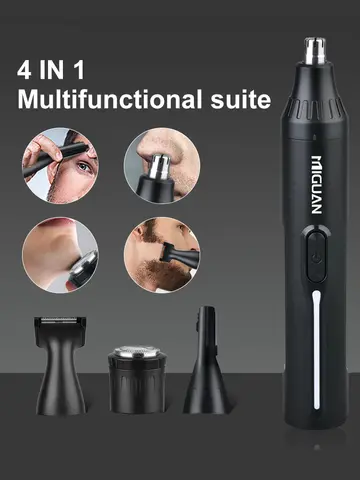 Kit per toelettatura professionale 4 in 1, tagliacapelli per naso e orecchie ricaricabile tramite USB, rasoio per barba e sopracciglia, strumenti per la cura personale degli uomini