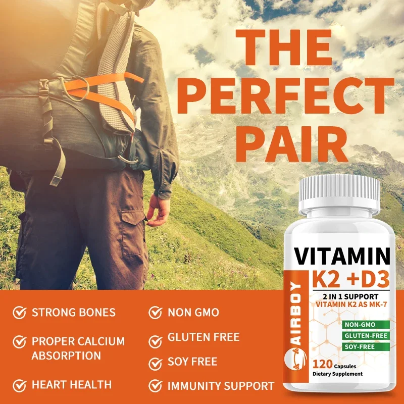 Vitamin K2+D3 - Strengthens Bones and Promotes The Absorption of Calcium and D3