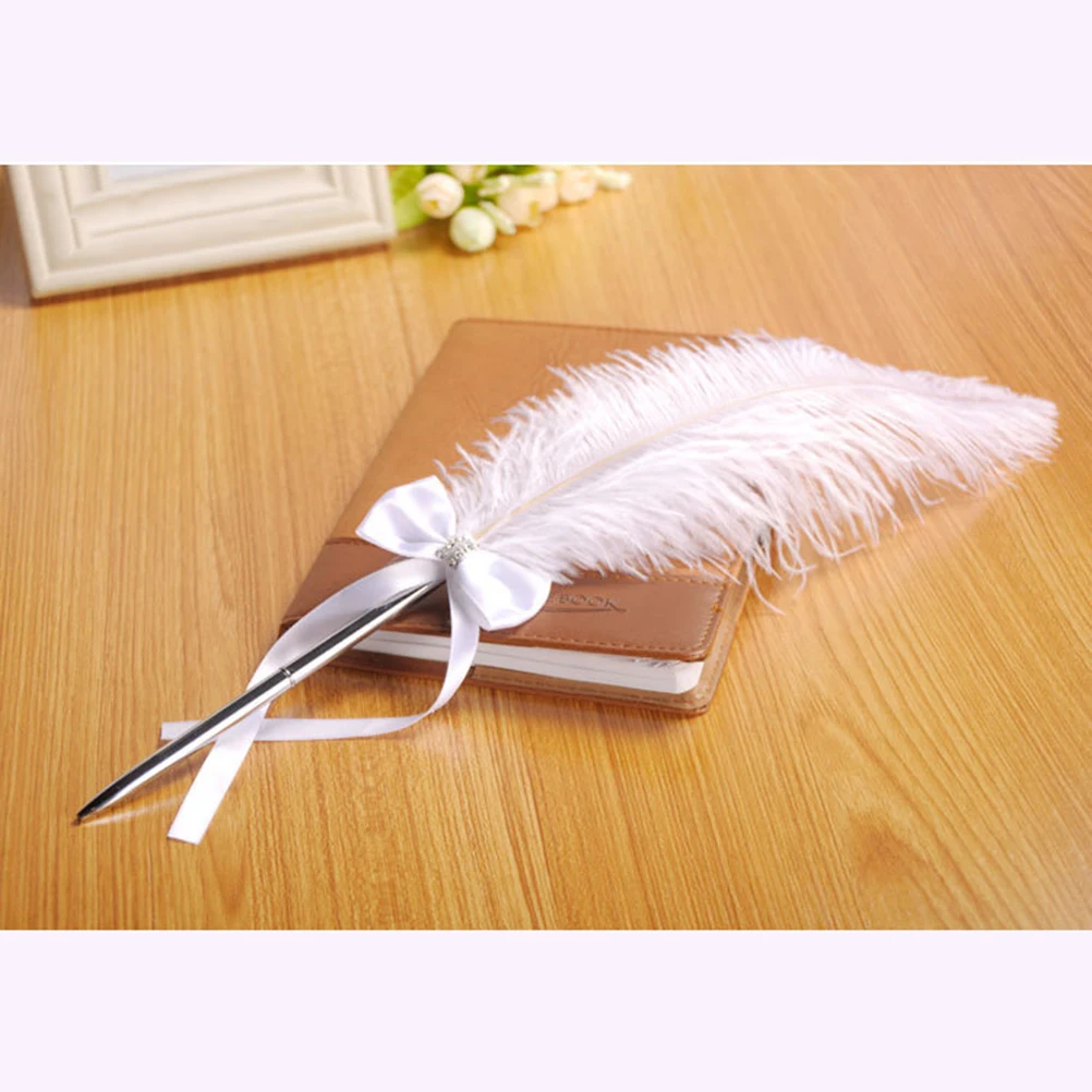 

Creative Ostrich Ballpoint Pen 42Cm White Black Ink Alloy Smooth Writing Stationery Wedding Banquet Office Decorative