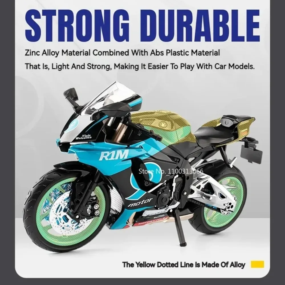 Honda CBR1000 R1M – motos, voitures miniatures, jouets, pneus en caoutchouc avec véhicules musicaux légers, échelle 1:9, pour la décoration de la maison