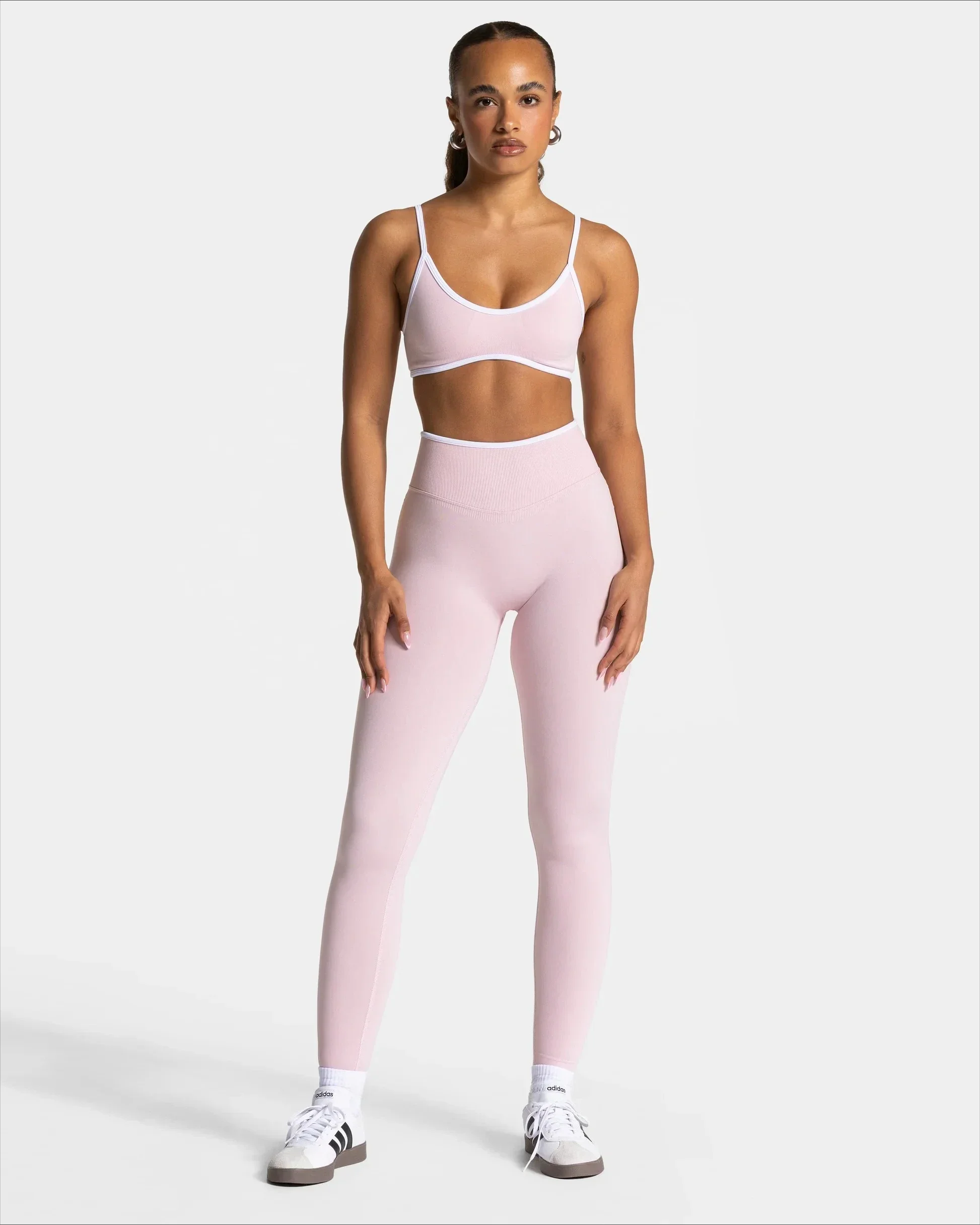 Nahtlose Sport-Leggings für Damen, weißer Rand, Taille, eng, hohe Taille, Hüftheben, Yoga-Hose, Fitnessstudio, Lauftraining, einfarbige Hose – Detail 36