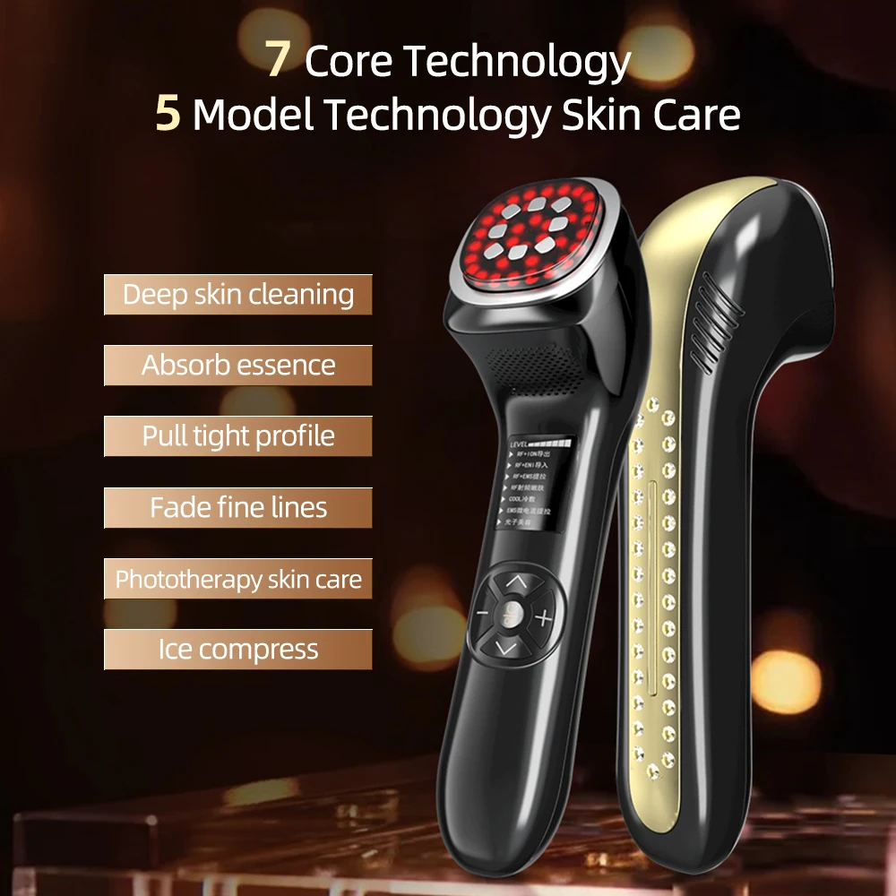 BINZIM Beauty EMS Face- Lifting Photon Heating Cooling Anti-wrinkle Red Light Therapy Infrared Light RF Radio Frequency Machine