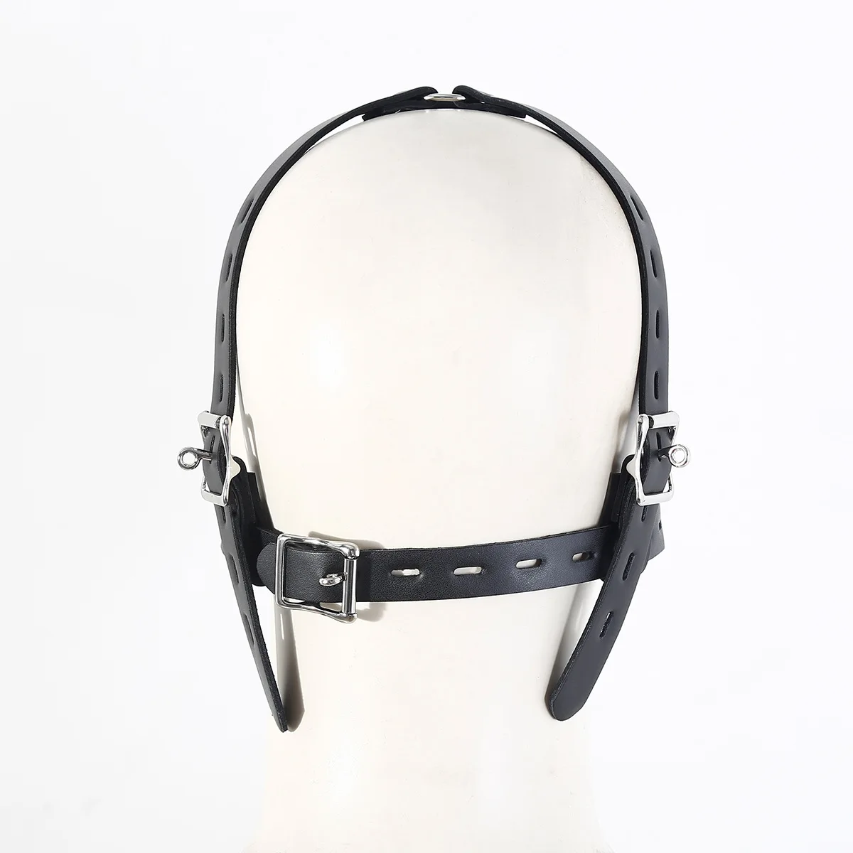 Adult Leather Head Bondage Harness Hood Mask with Metal Restraint Nose Hook Erotic Gadget for Couple BDSM Interactive Sex Toys - Image 4
