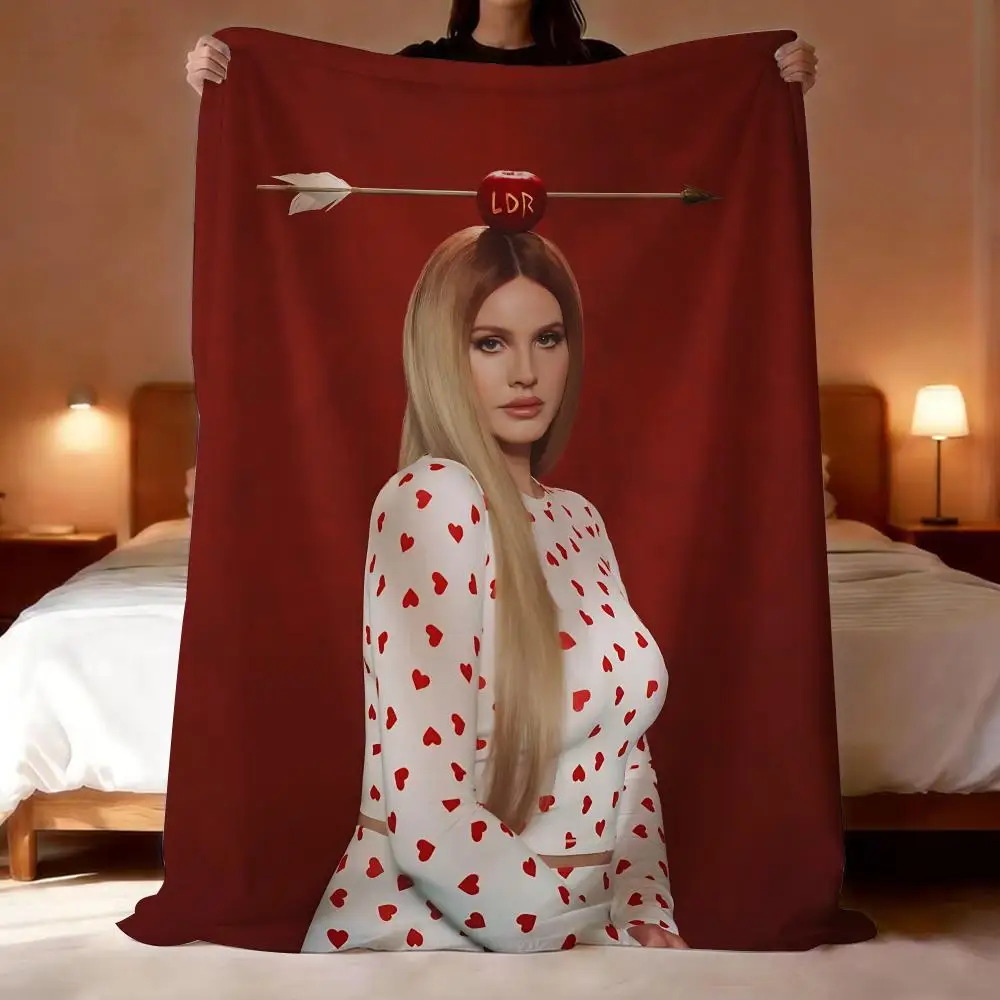 Hot Singer L-Lana D-Del R-Rey Throw Lightweight 240g Flannel Blanket Soft Skin-friendly for Summer Cooling