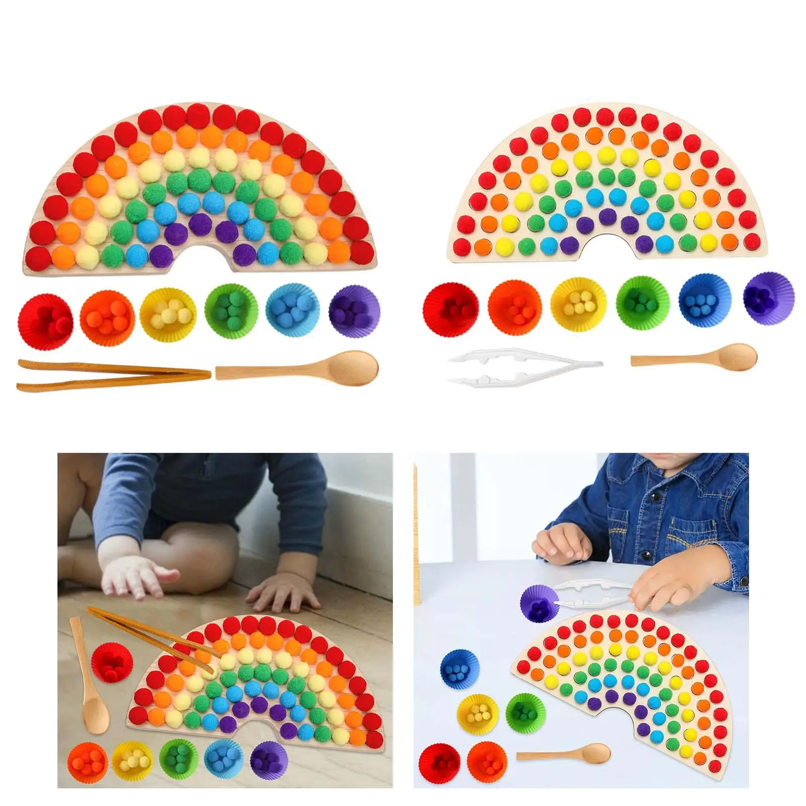 Tablero de clavijas de arcoíris de madera, juguete educativo de reconocimiento de Color a juego y clasificación de colores, juguete Montessori para cumpleaños preescolar