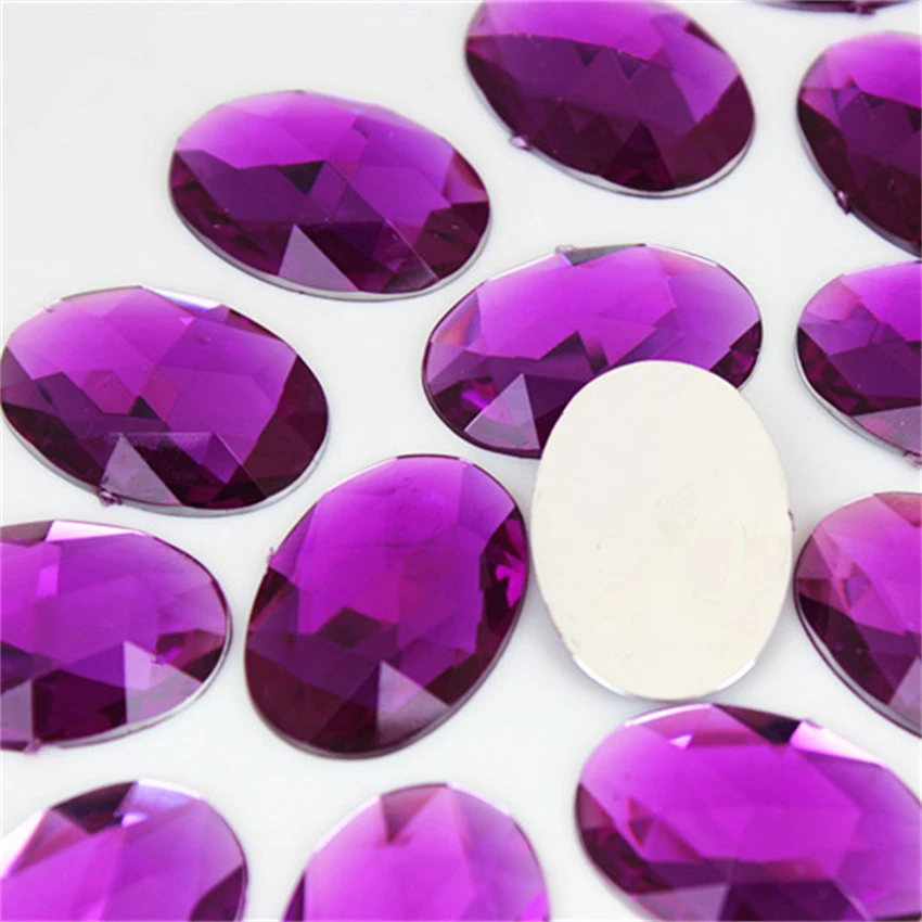 Cong Shao 100PCS 18*25mm Ovale Form Acryl Strasssteine Flatback Steine Und Kristalle Für Kostüm Handwerk DIY Dekoration YB137 – Detail 3