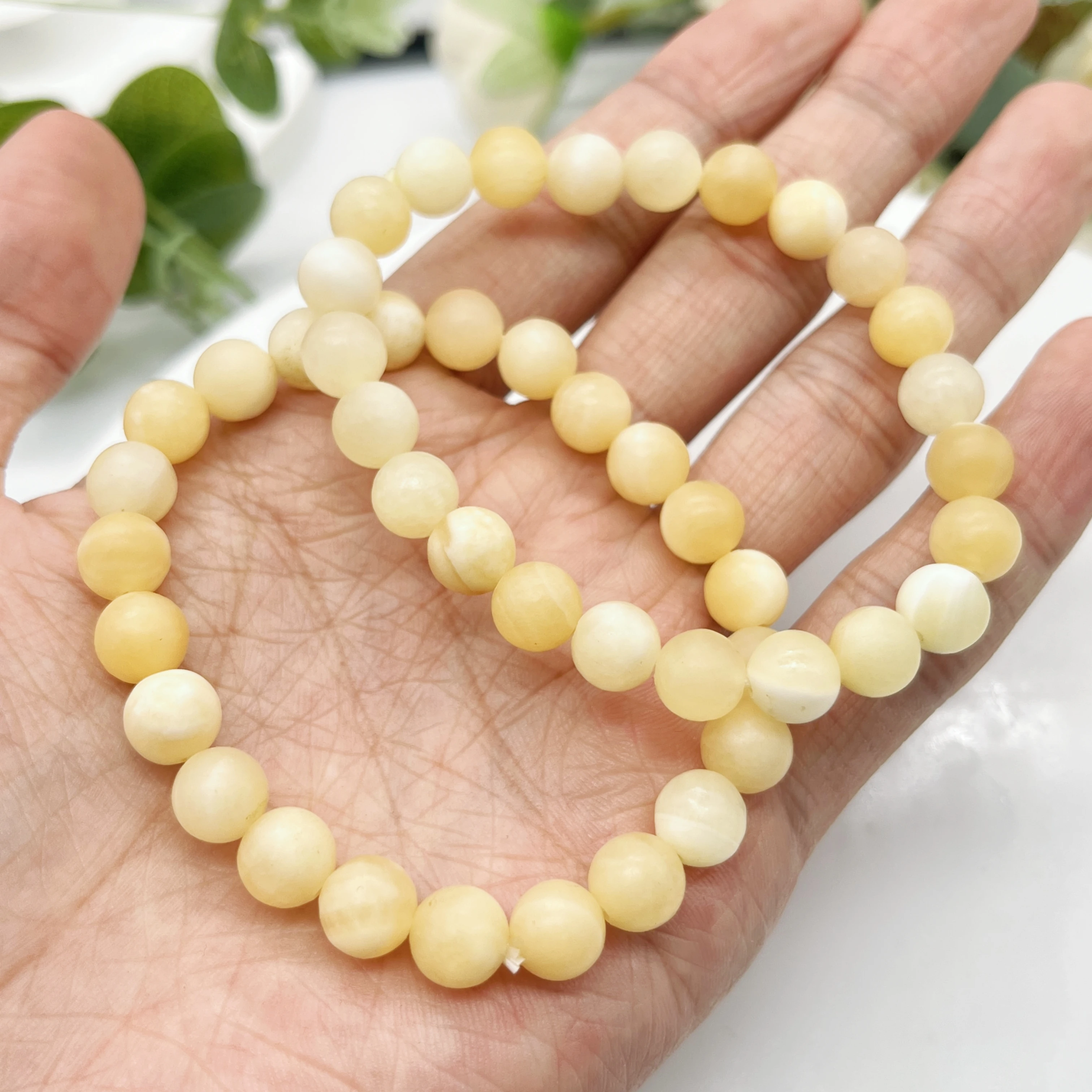 

Natural Orange Calcite Crystal Stone Bead Bracelet Fashion Reiki Healing Gemstone Strand Bangles Jewelry home decor Gift