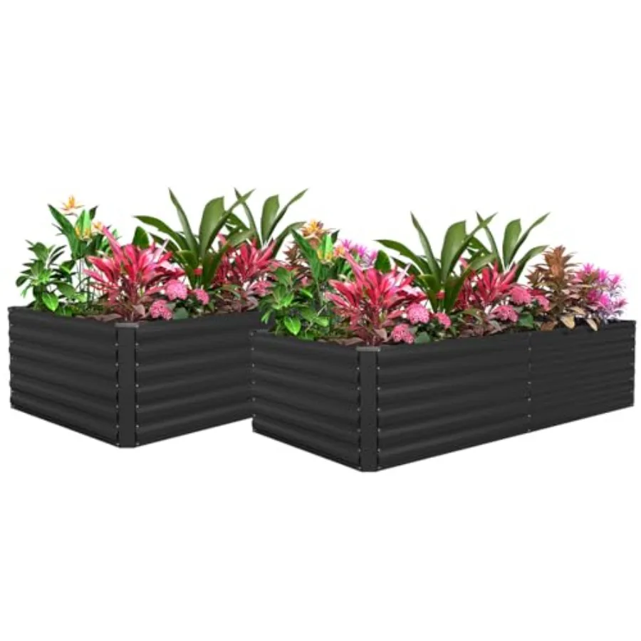 

2 шт. 8x4x2 фута Оцинкованные металлические приподнятые грядки для сада, большие уличные грядки для выращивания овощей и цветов