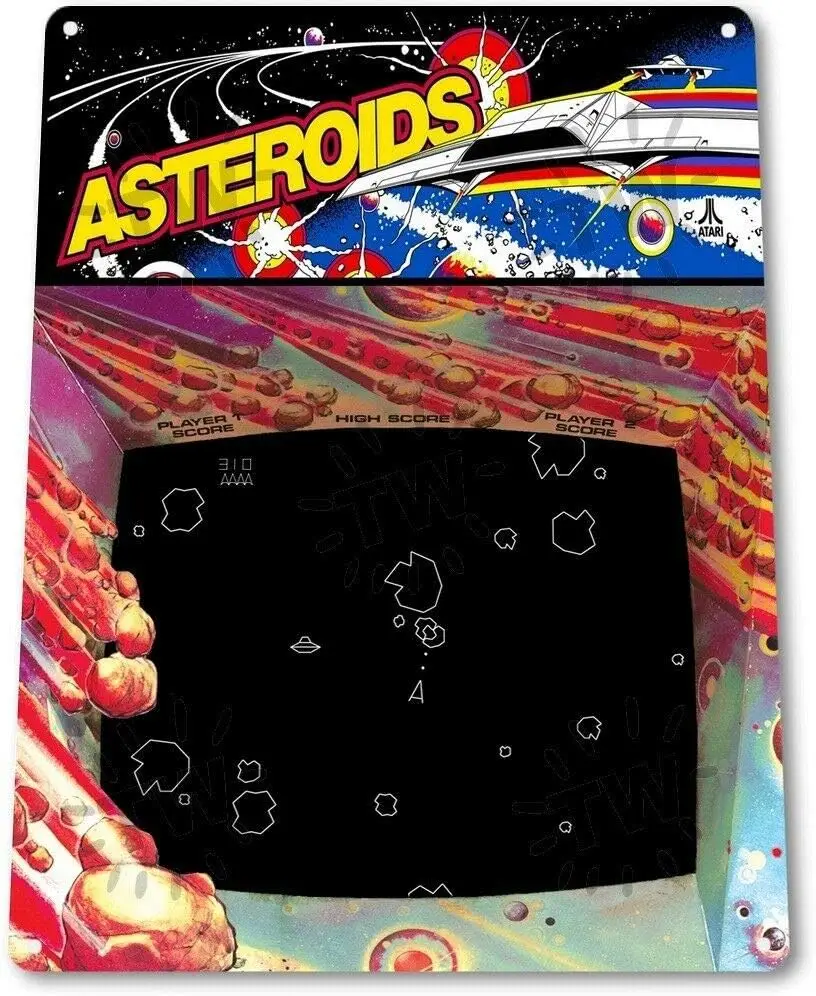 Asteroides clássico arcade letreiro sala de jogos homem caverna decoração de parede grande-8 "x 12" estanho sinal de metal