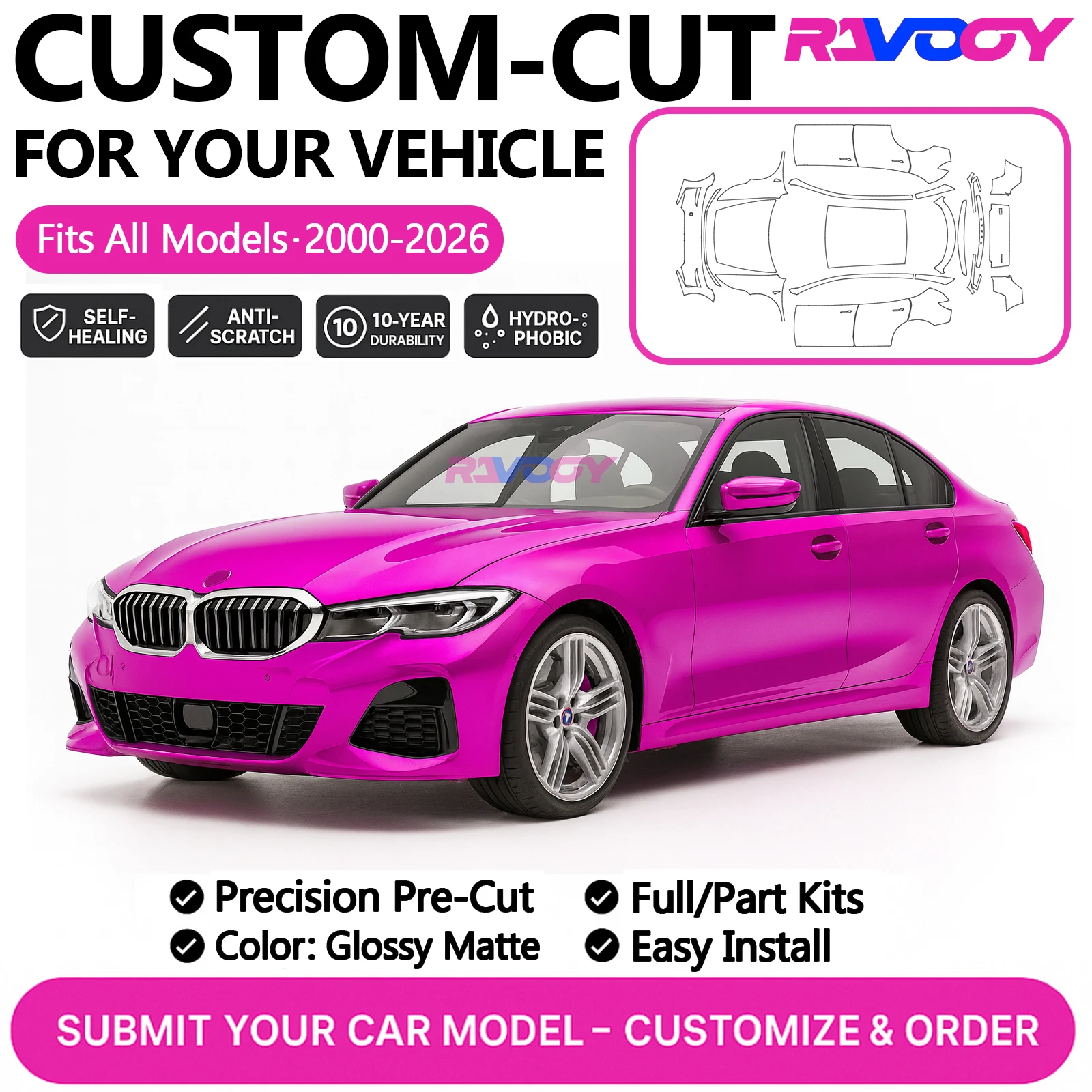 

Custom Precut PPF Kit For BMW Alpina B3 D3 S B8 XB7 2024–2026 Paint Protection Film Gloss Front bumper full car door front Kit
