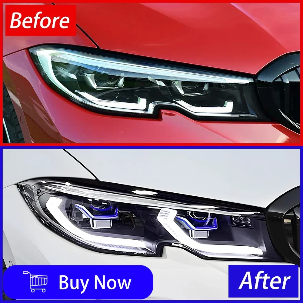 لسيارات BMW 3 Series G20 G28 320i 325i 330i 2020-2022 مجموعة المصابيح الأمامية للسيارات ترقية جهاز عرض وامض LED ملحقات العدسات