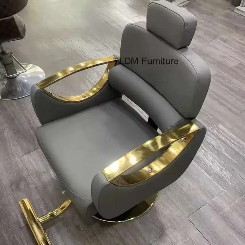 

Stainless Steel Professional Beauty Salon Chair Italian Gold Barber Chairs Luxury Salon Furniture Lift Swivel Hairdressing Chair