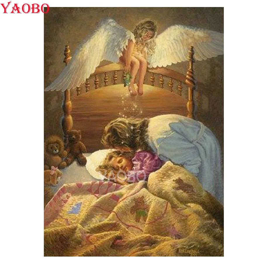 Full Diamond Painting Mother and daughter 5D New Living Room Point Paste Diamond Cross Stitch kits Diamond Embroidery Angel Girl