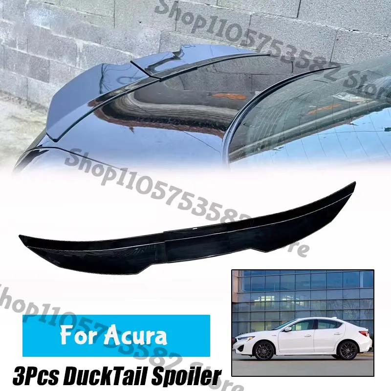 3Pcs Ducktail High Kick Trunk Spoiler For Acura Universal Rear Boot Wing For Multi Models Car