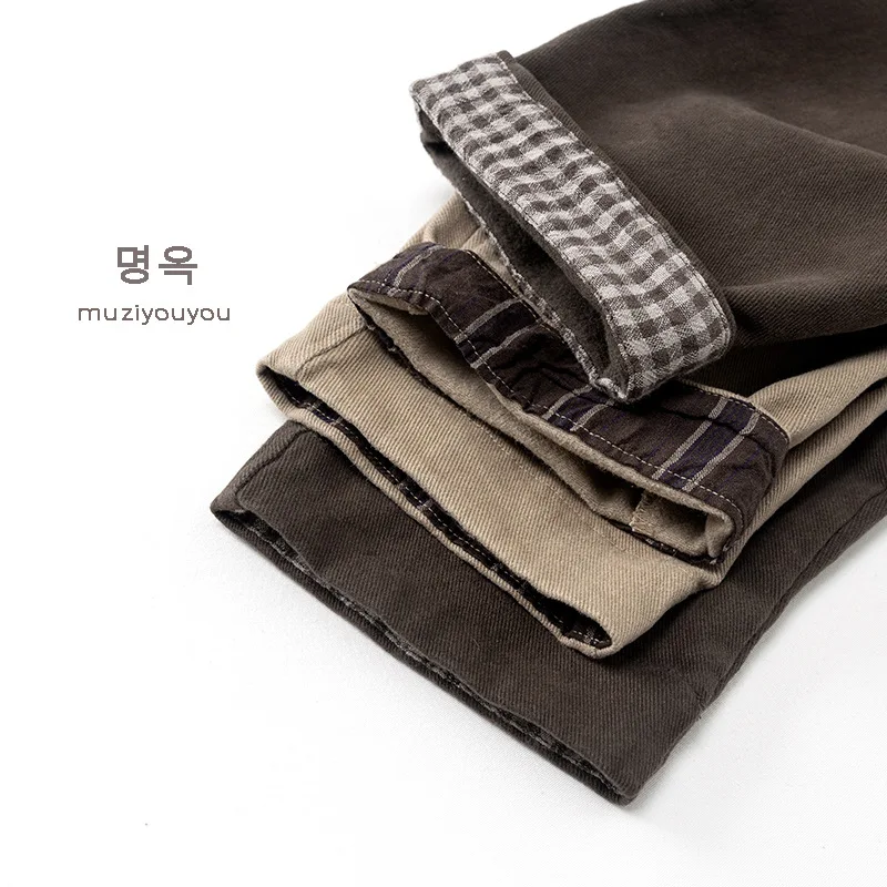 2025 شتاء جديد الأطفال الصوف السراويل الصلبة الفتيان زائد المخملية سميكة سراويل تقليدية القطن الاطفال الفتيات بناطيل تدفئة ملابس الطفل