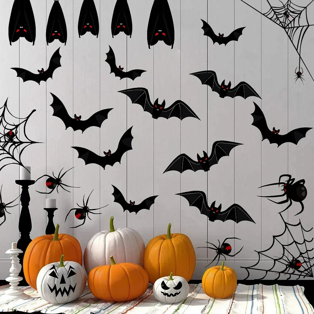 60 Stück Halloween-Dekoration 3D Schwarze PVC-Fledermäuse Halloween-Party DIY Deko Wandaufkleber Bar Zimmer Halloween-Party Gruselige Deko-Requisiten