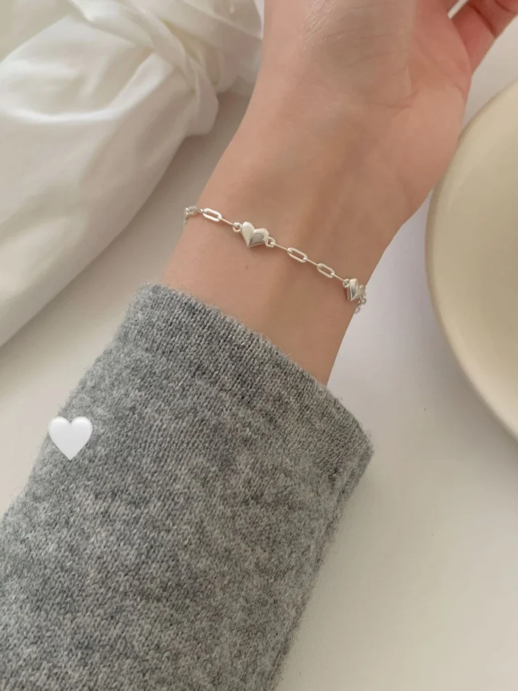 

Браслет из стерлингового серебра 925 пробы в форме сердца, уникальный дизайн, коврик Sle Faion, ювелирные изделия для женщин, Sweet Sle Staable Wris...