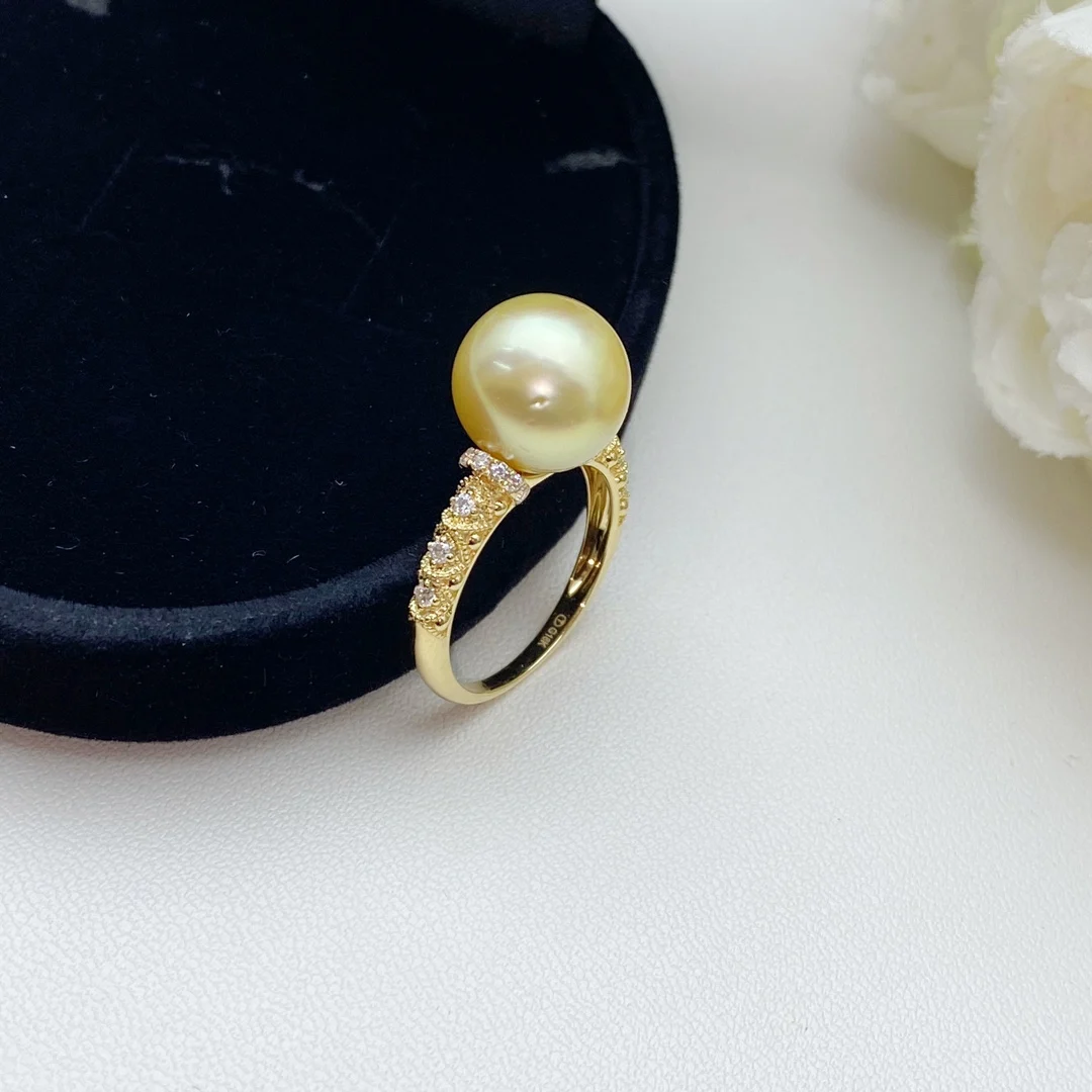 DIY Accessories Solid 18K Zircons Pearls Rings Settings Pedestals for Women Not Include Pearls JCY