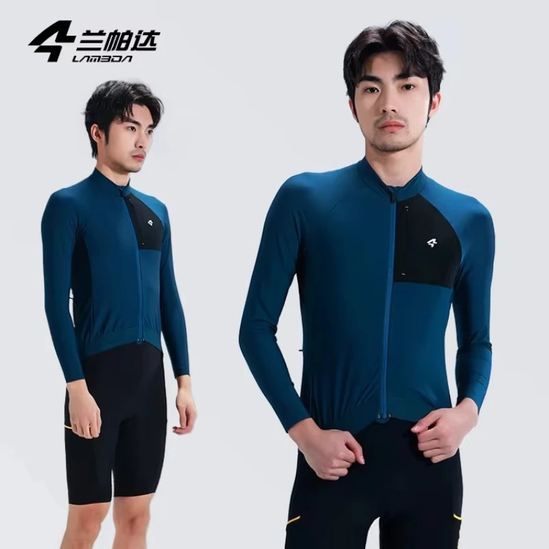 LAMEDA Spring and Autumn Thickened Long-sleeved Cycling Jersey Men's Road Cycling Top With Three Pockets For Cycling Equipment