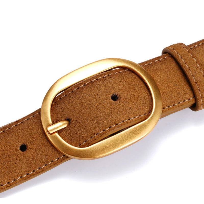 

New Luxury Fashion Brand Suede Cowhide Leather Belt for Women Vintage Style for Dresses & Jeans cinturones de lujo mujer