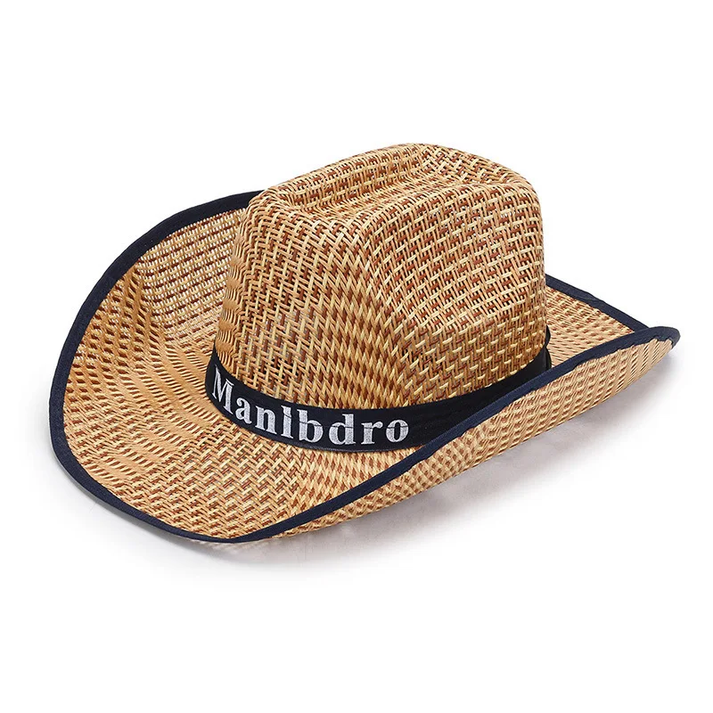 Men Women Summer Farmer Weave Breathable Sun Hat Letter Wide Brim Travel Sunscreen Fishing Outdoor Sport Fisherman Cap A15