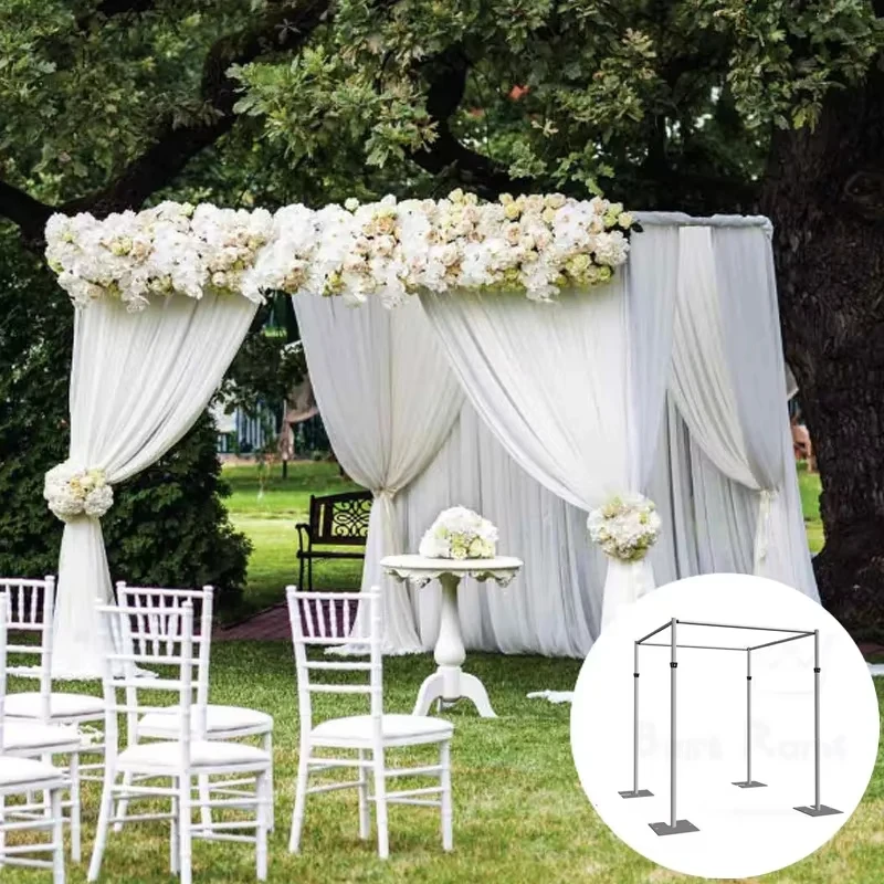 

Aluminum Alloy Wedding Ceremonial Kiosk Vertical Frame of Arch Ceremony Pavilion Shiny Gold Wedding Square Canopy Stage Decor