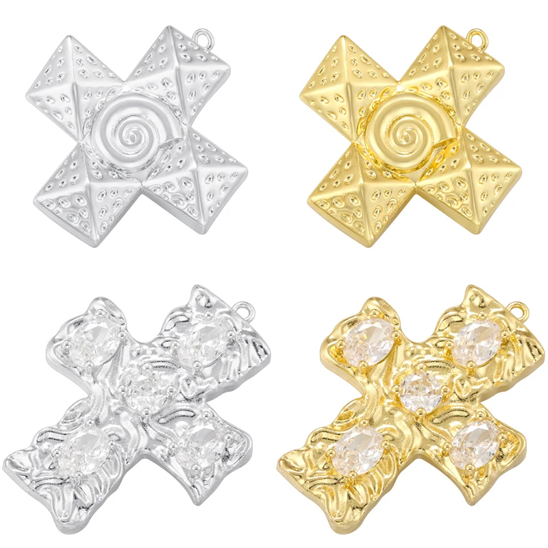 ZHUKOU Brass Material Cross Pendant Metal Pendant Pendant DIY Jewellery Making Accessories Handmade Necklace Gift:VD1624 VD1625