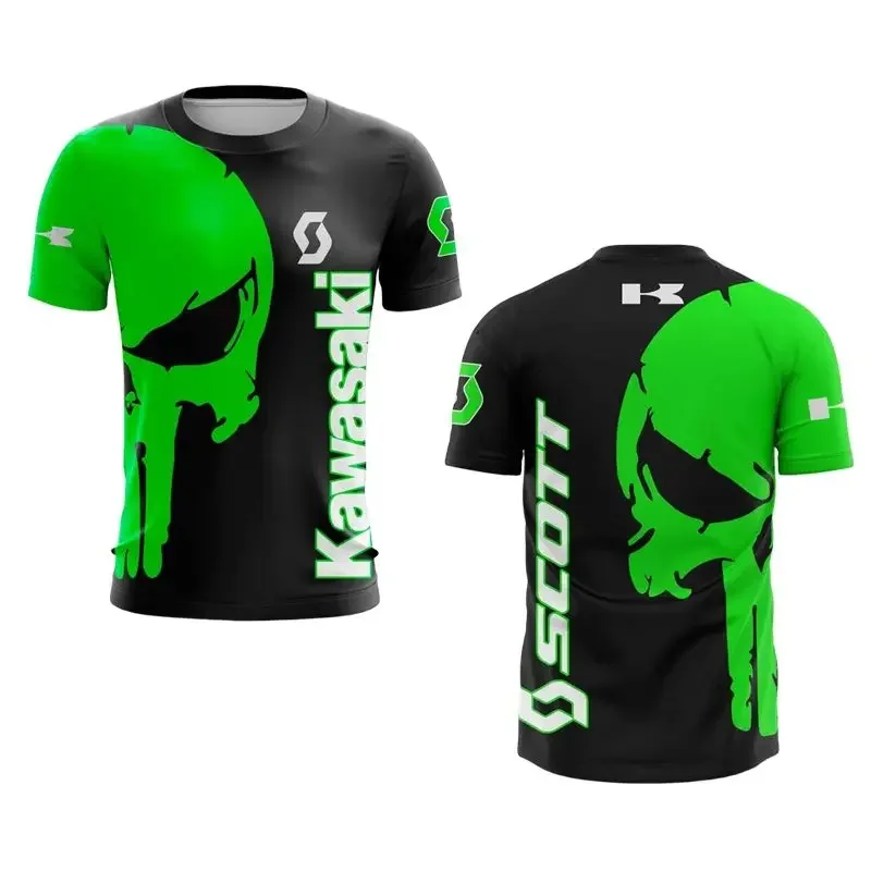 تي شيرت صيفي للرجال برقبة دائرية وأكمام قصيرة كاواساكي بسيط وكاجوال يسمح بمرور الهواء وسريع الجفاف، قميص رياضي مريح #2